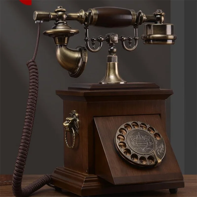 retro quadrate landline Telephone home house office hotel made of wood Antique Set Classical key vintage fixed phone caller ID 1