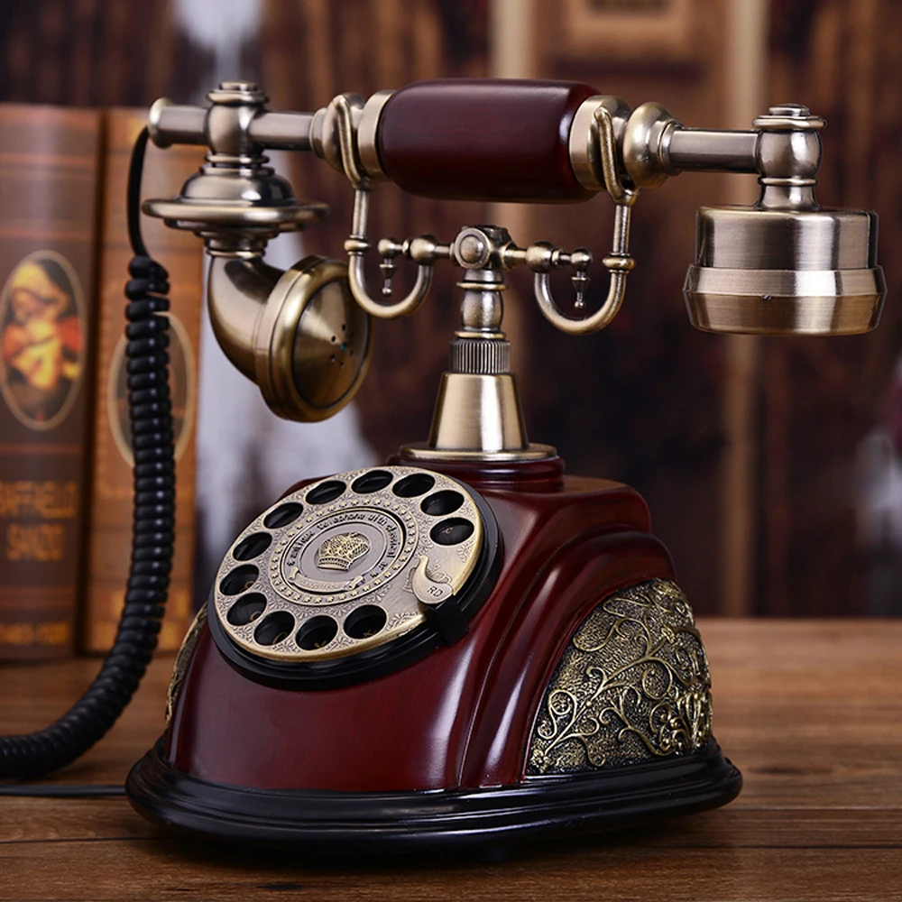 LOYALHEARTDY Rotary Dial Phone Retro Rotary Dial Vintage Telephone Victorian Home Desk Old Fashioned Telephone Decor 2