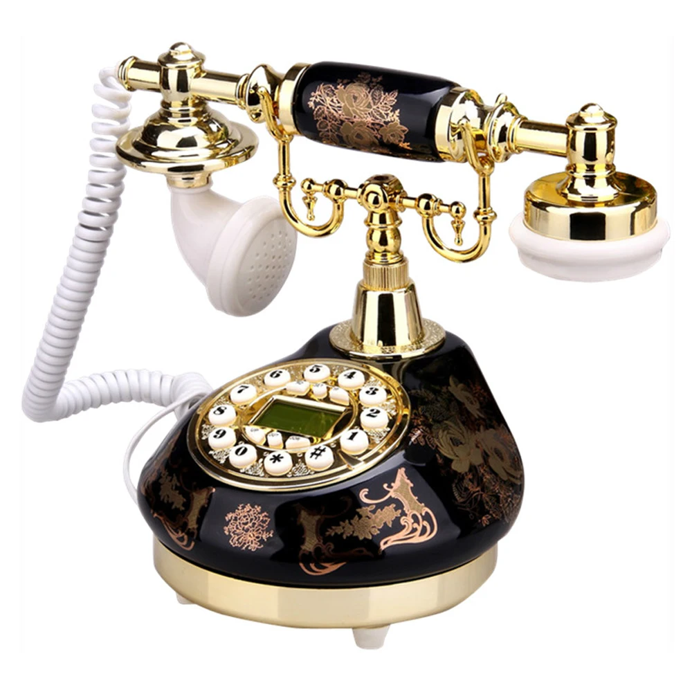 Corded Telephone Retro Landline Phone for Home/Office/Hotel, China Ceramic Antique Telephones Old Fashion Decor Desktop Phone 7