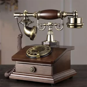 Retro Corded Telephone Old Phone Antique Corded Landline Fixed Digital Push Button Telephones for Office Home Family With Drawer 6