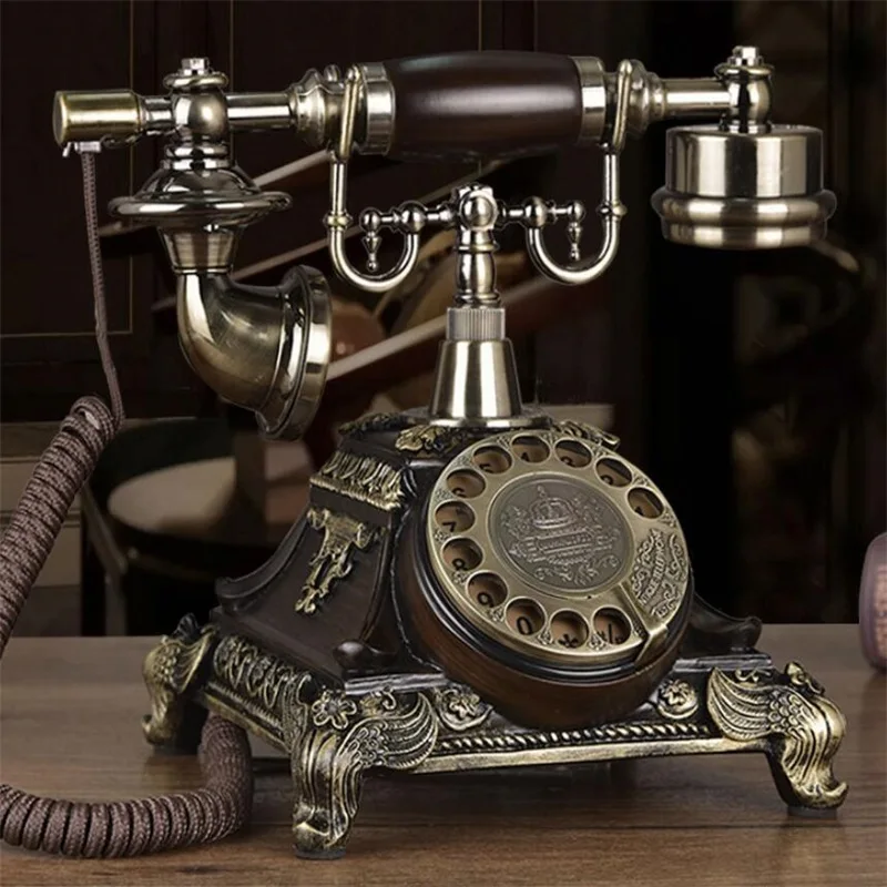 European Antique Rotary Dial Old Fixed Telephone Retro Home Fashion Creative Wired Telephone Landline 2