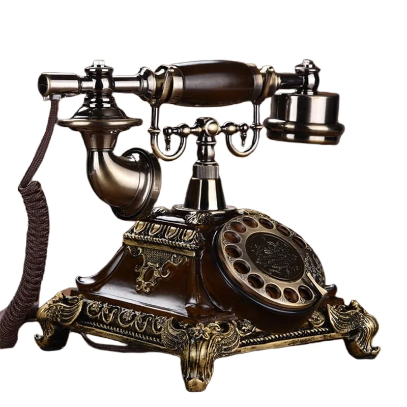 European Antique Rotary Dial Fixed Telephone Retro Creative Wired Home Office Landline Phone 2