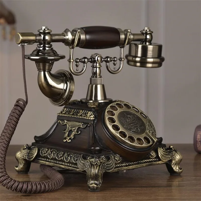 European Antique Rotary Dial Old Fixed Telephone Retro Home Fashion Creative Wired Telephone Electronic Bell Landline Phone 2