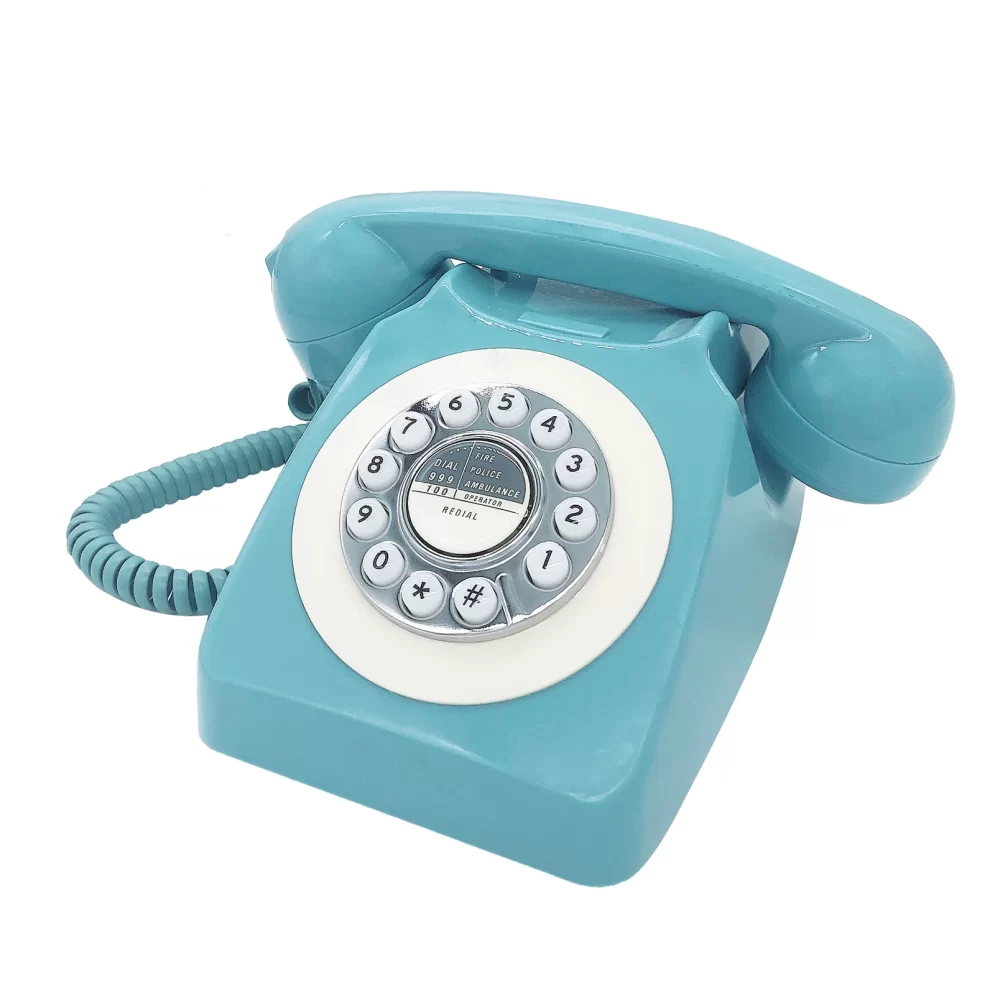 Blue Retro Telephone Corded Pretty Antique Telephone Old Fashion Landline Phones of 1960s Best European Style Telephone Gift 1