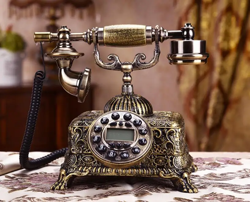 European Antique Telephone Rotary Dial Design Retro Landline Phone with Mechanical Ring, Speaker and Redial Function for Home 6