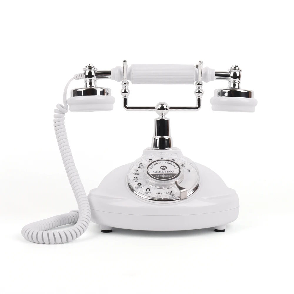 New Item Vintage Black White Voice Message Recording Corded Telephone Guestbook Rotary Keypad Audio Guest Book Phone 7