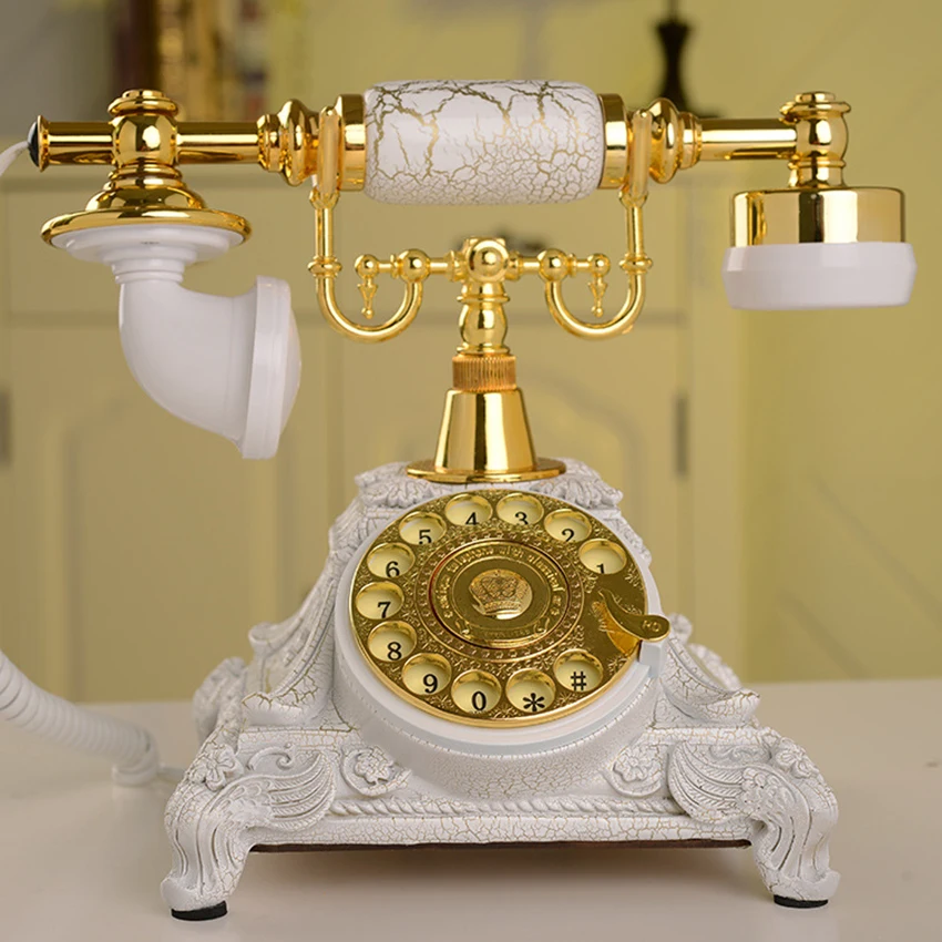 European Antique Telephone Rotary Dial Design Retro Landline Phone with Mechanical Ring, Speaker and Redial Function for Home 2